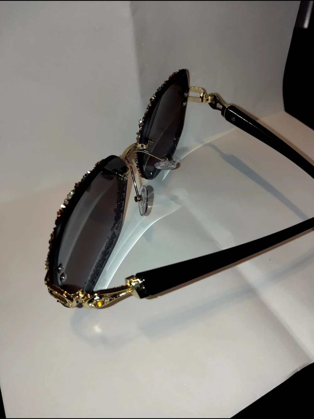 Luxed Black Crystal-Trim Women's Sunglasses